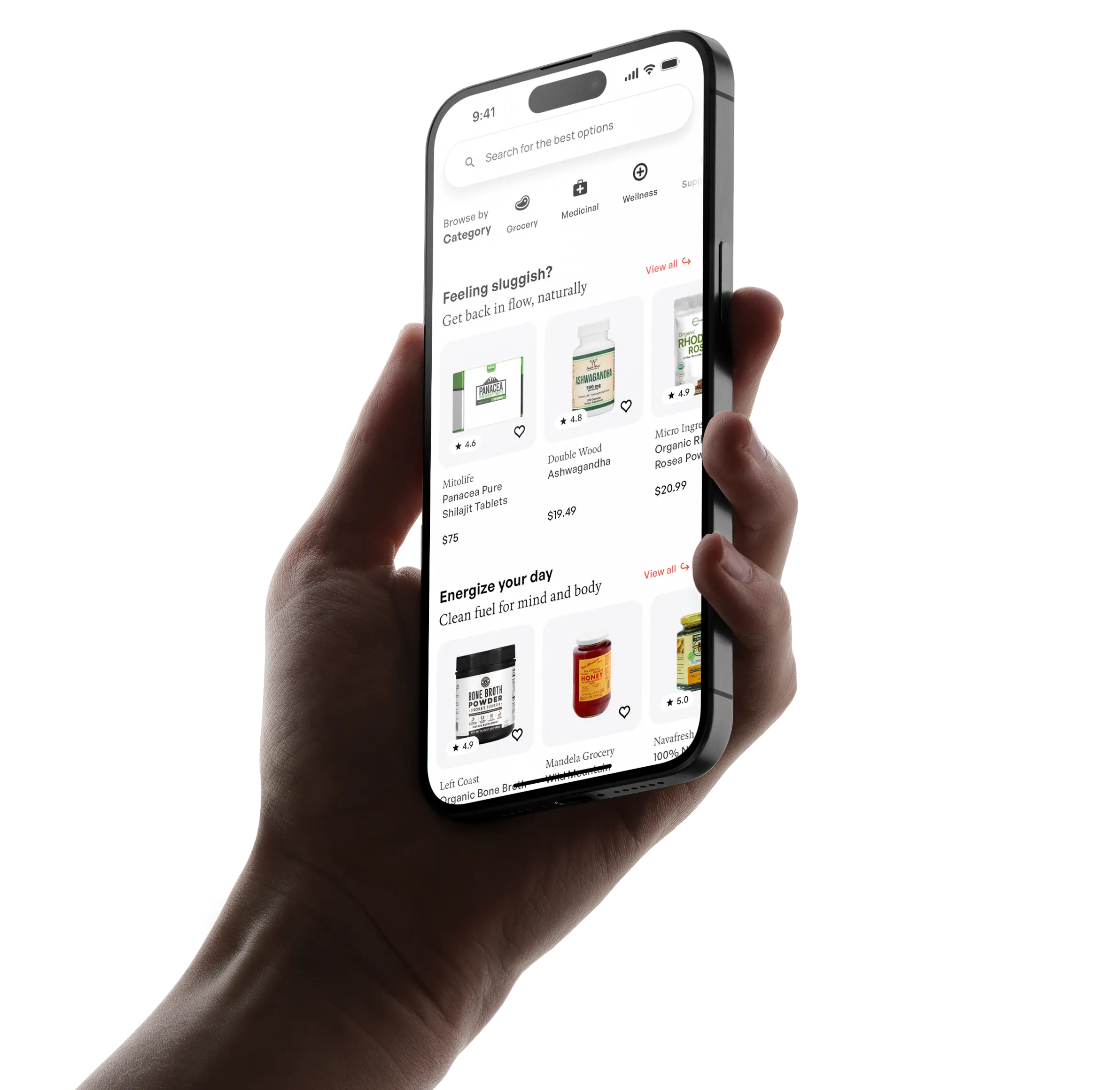 iPhone showing clean shopping app